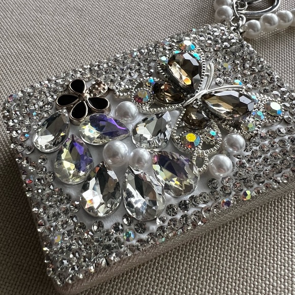 Rhinestone Compact Mirror – Magnifying – New – Wrist Strap - key chain - Picture 11 of 11